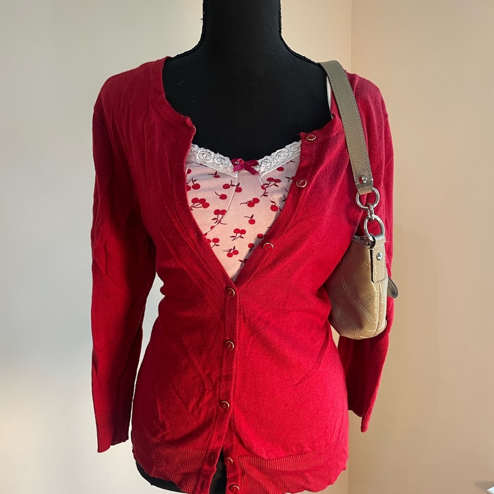 Red cardigan sweater, NY&C